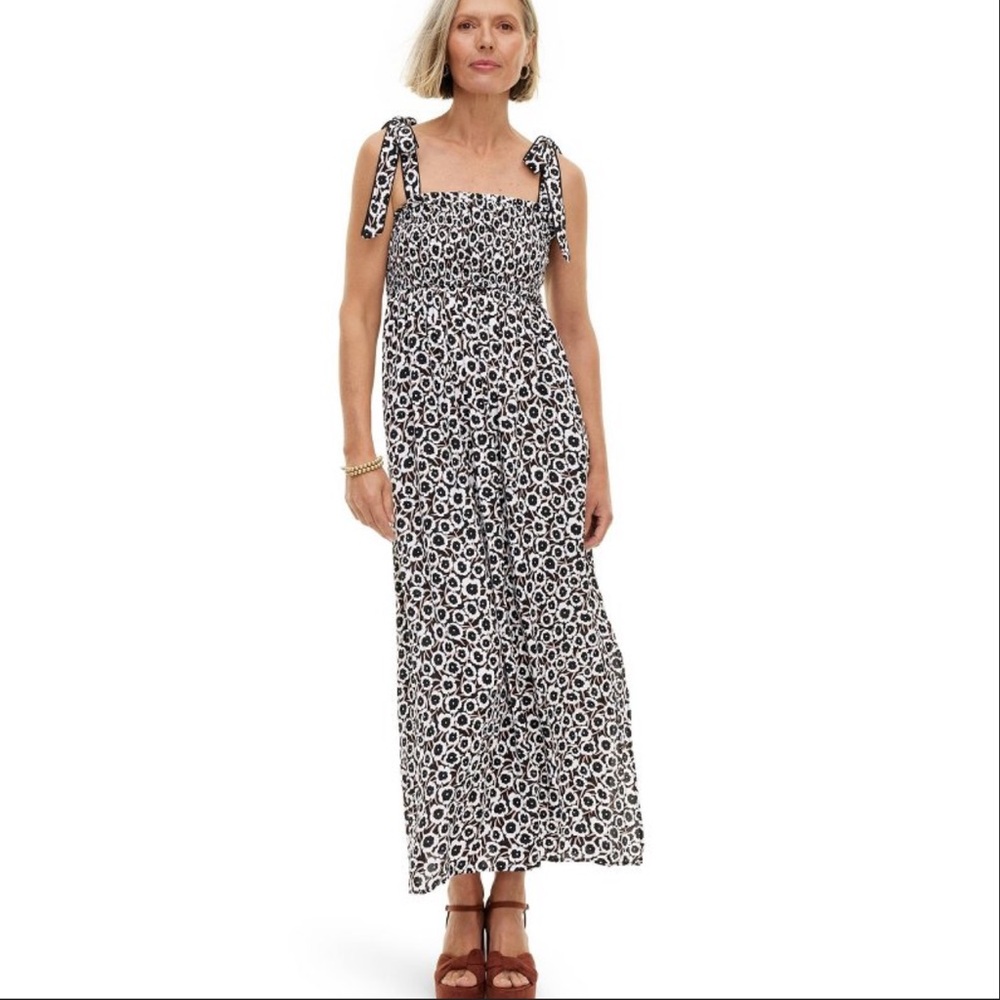 Women's Smocked Tie Strap Neutral Poppy
Midi Dress - DVF for Target L